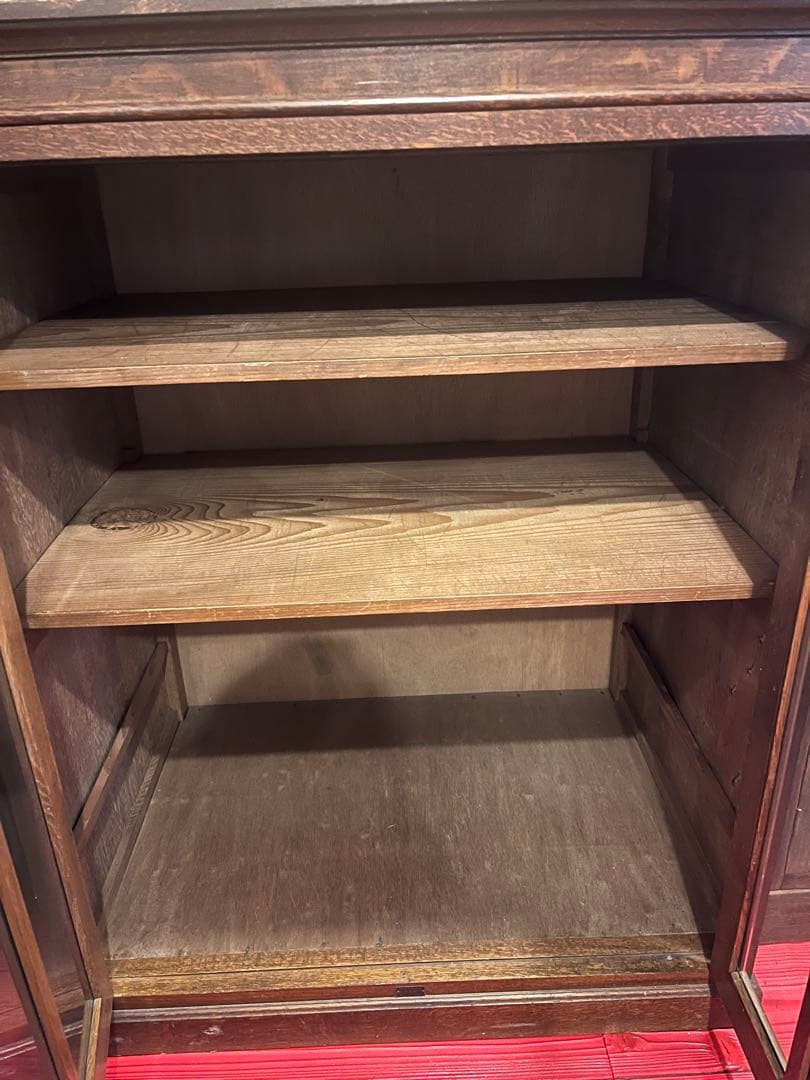 引き取り限定◼︎古いガラス扉付きキャビネットアンティークヴィンテージ店舗什器