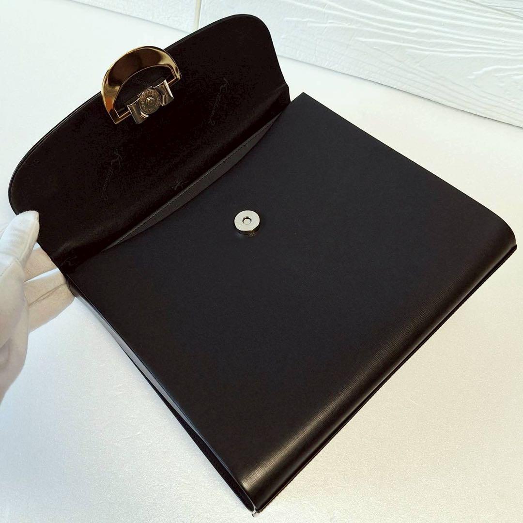 2113 【美品】キタムラ フォーマル 冠婚葬祭ハンドバッグ ゴールド金具 黒