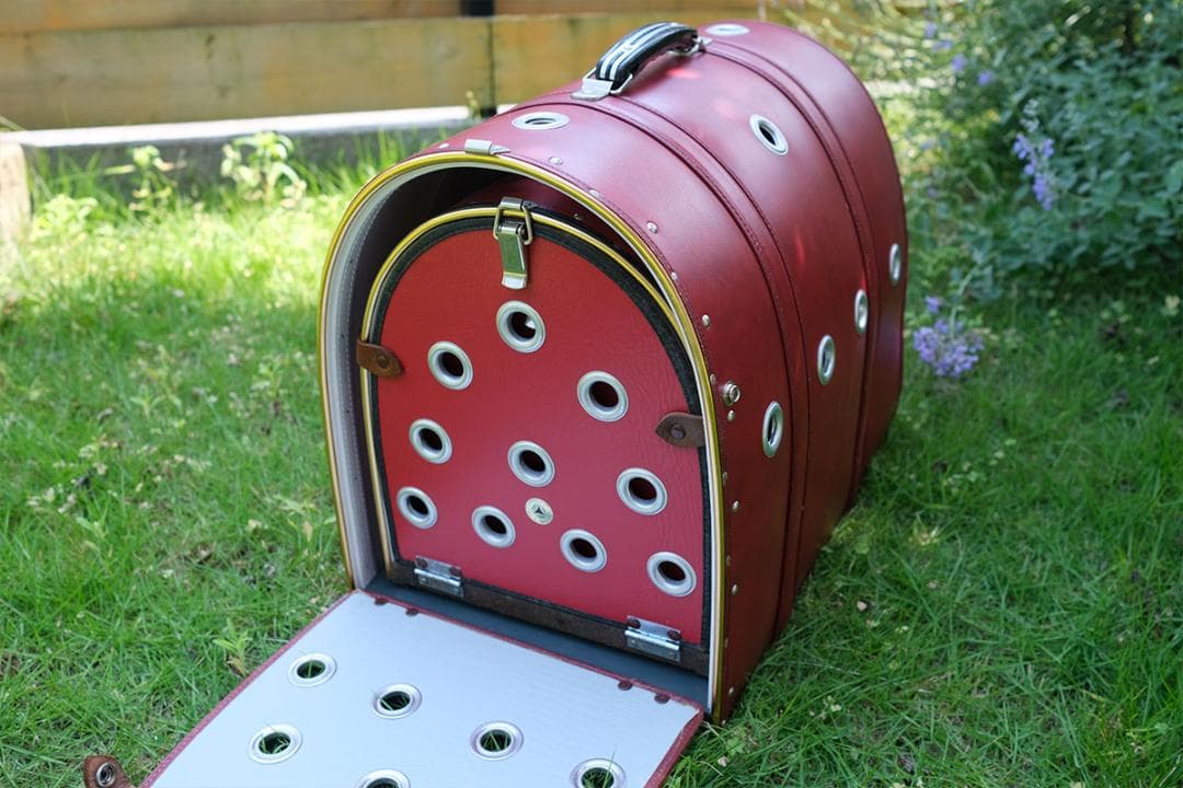 【未使用】革製日本メーカー品ペットキャリー ゲージ3個セットショップディスプレイ