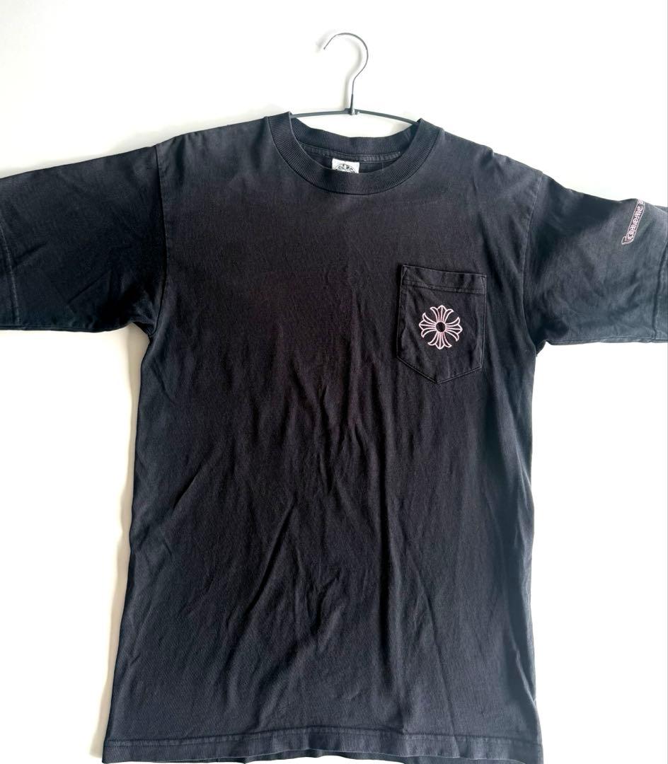 CHROME HEARTS OLD ピンク CHクロス Tシャツ 黒　フェード