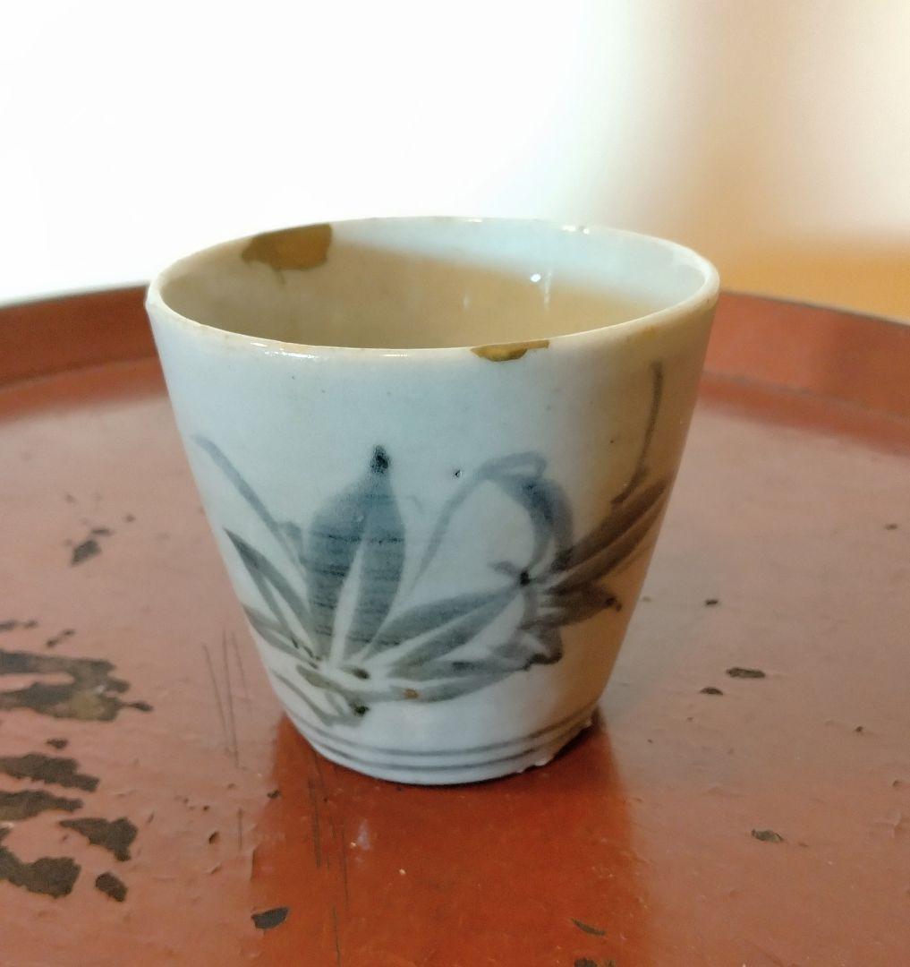 古伊万里　厚底高台　楓文そば猪口