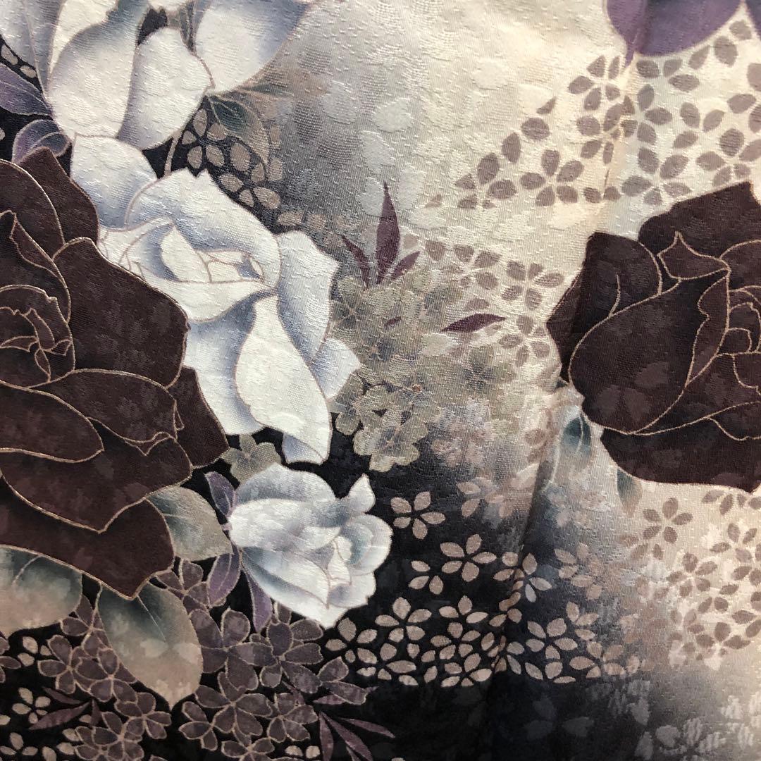 ■モノトーン系■白振袖■薔薇■正絹振袖フルセット■成人式■振袖一式