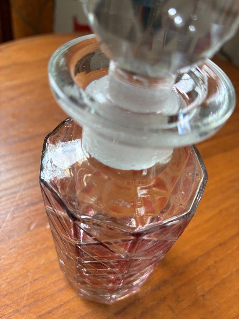 フランス　アンティーク　ガラス　パフューム　ボトル　香水瓶　レッド　ダミエ　レア