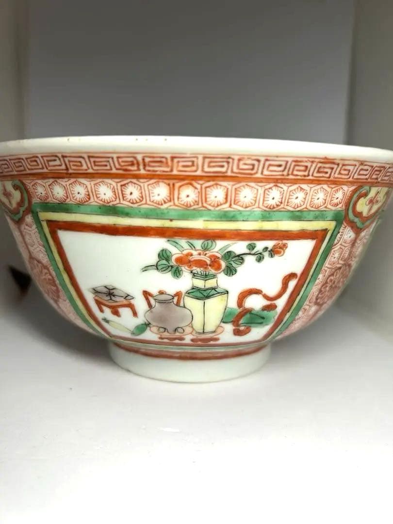 大明萬暦年製 深鉢 直径18cm 中国美術　重さ451グラム　五彩