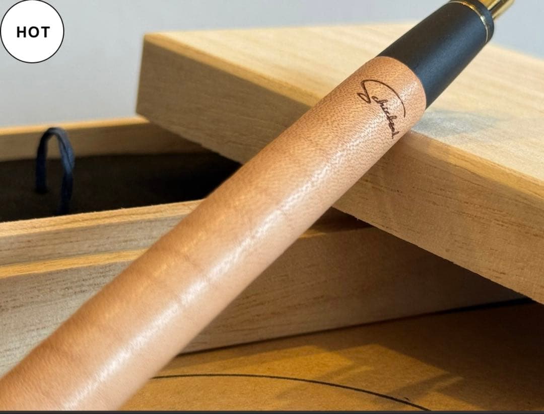 シックザール　革軸ペン　特上ヌメ革節目模様 ナチュラル　シャーペン 0.5mm