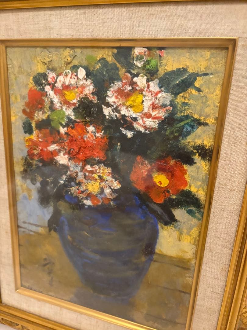 山道栄助 花瓶の花 油彩画