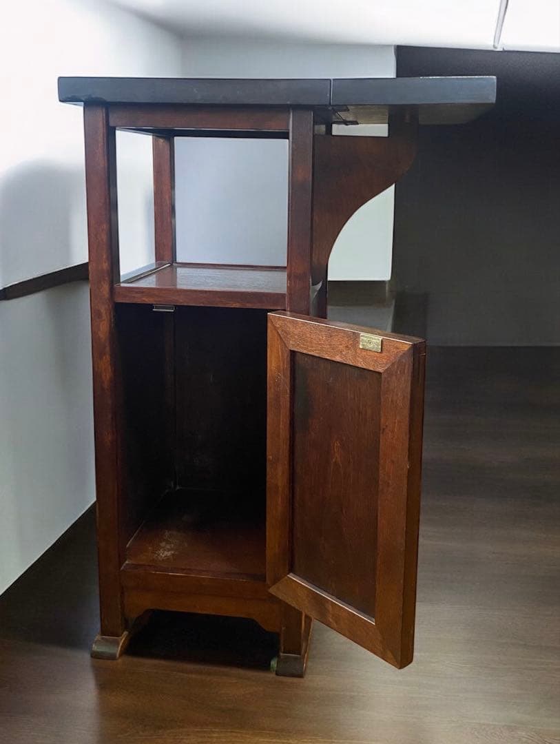 昭和レトロ★九州民芸家具　アンティーク電話台　飾り台　桜無垢材　欅材