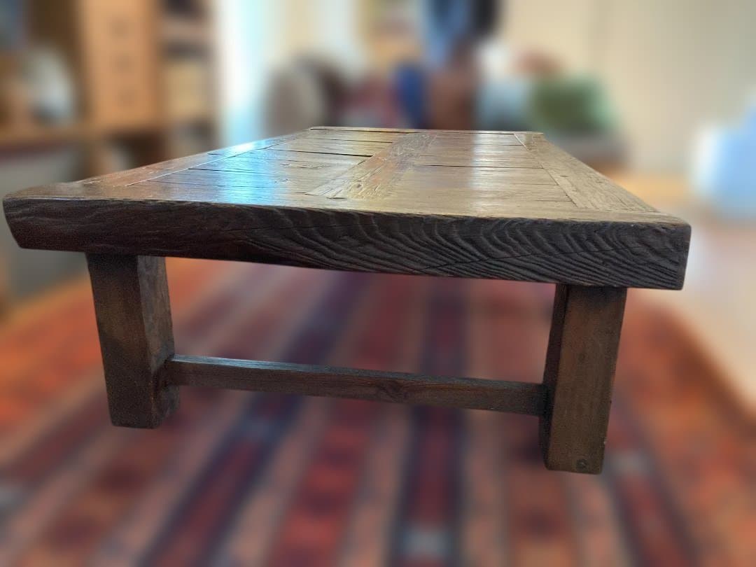 無垢材座卓 ダークブラウン 約160.5cm x 81cm x 38.5cm