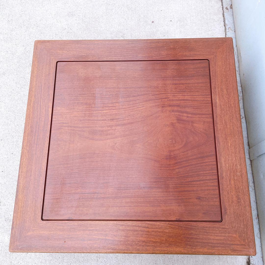 【美品送料込】花梨 唐木指物座卓 英峰作 角座卓 文机 テーブル 昭和レトロ