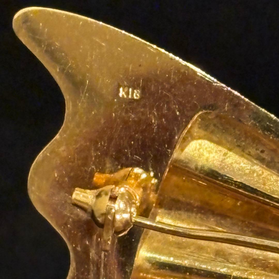 K18 ブローチ　リボン　レトロ