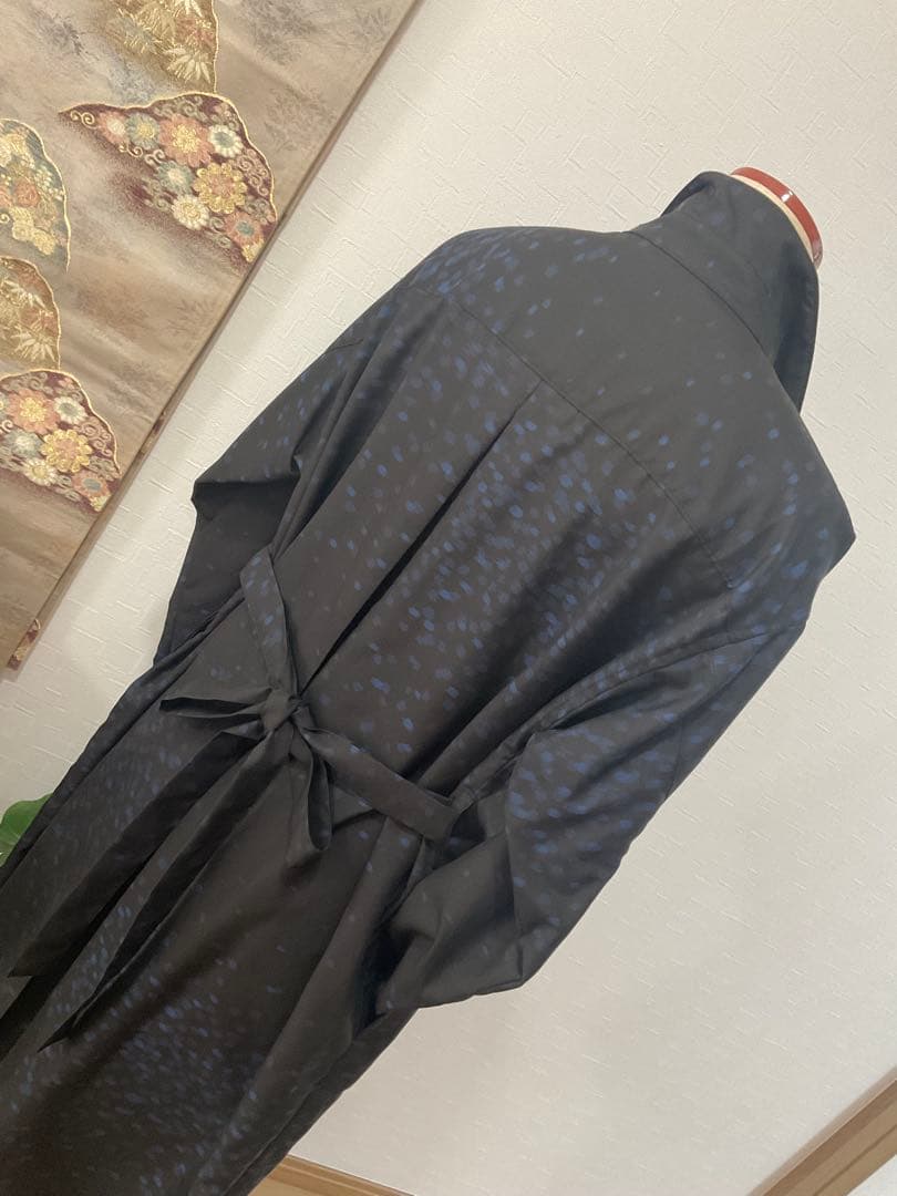 ①着物リメイク❣️ 大島紬着物からシャツカラーロングコート❣️証紙付き❣️