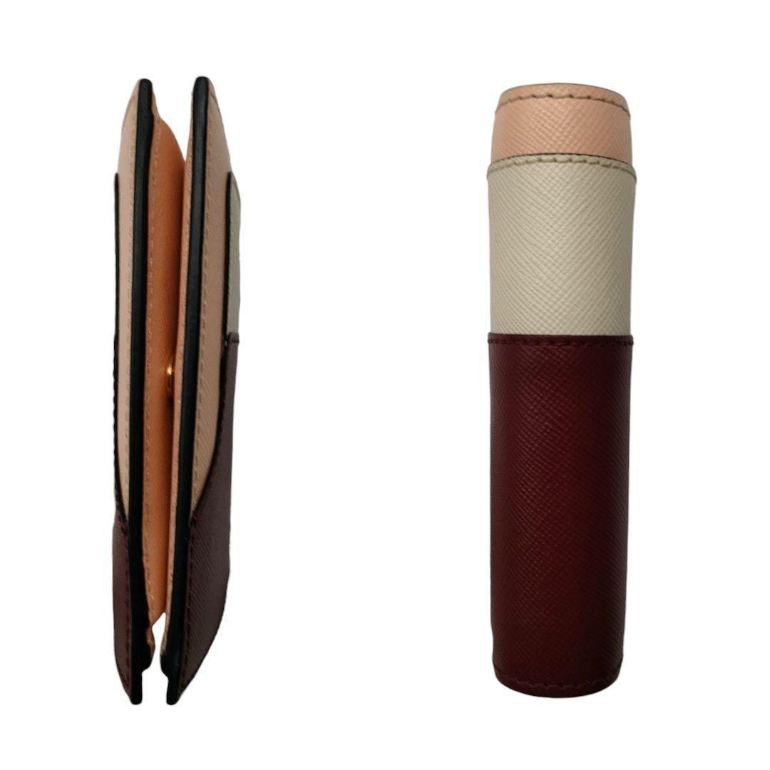 マルニ　二つ折り財布　ボルドー　アイボリー　ピンク