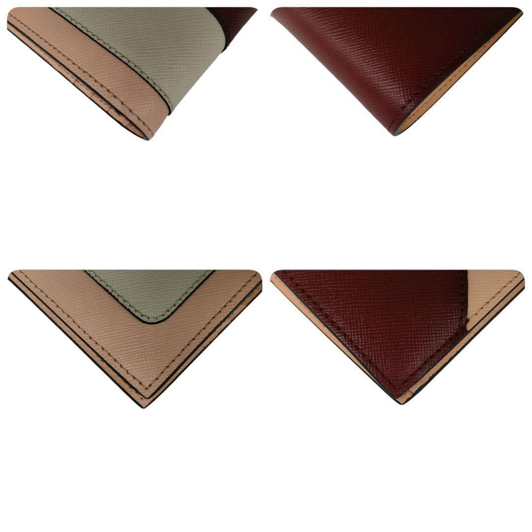 マルニ　二つ折り財布　ボルドー　アイボリー　ピンク