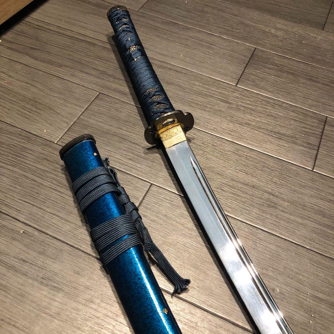 高級模造刀　高級居合刀　樋入り刀身　優波紋　亜合金刀身　名刀　居合刀　青拵え