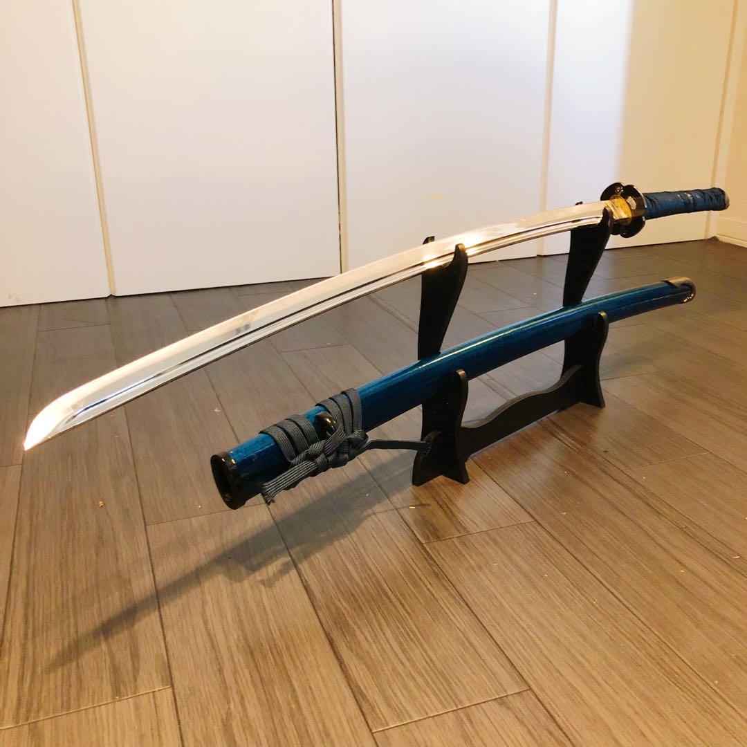 高級模造刀　高級居合刀　樋入り刀身　優波紋　亜合金刀身　名刀　居合刀　青拵え