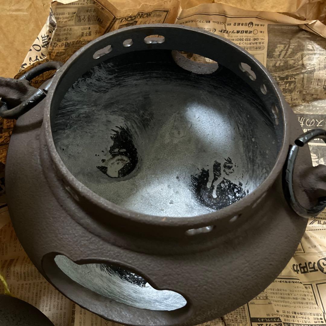 鉄瓶・茶釜　風炉釜　鬼面風炉　30センチ