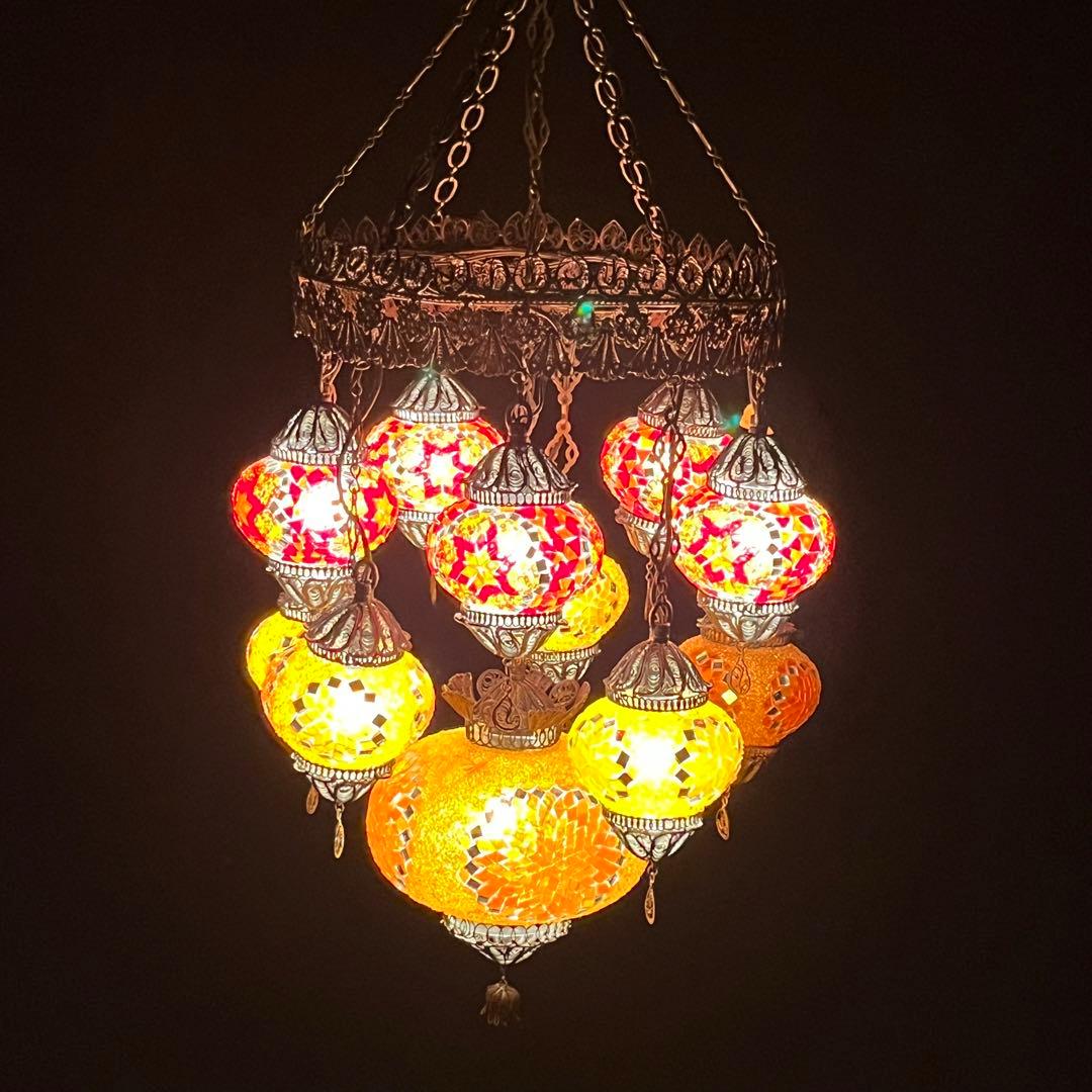 吊り下げ照明 シャンデリア ランプ ガラス アンティーク ランプ トルコランプ