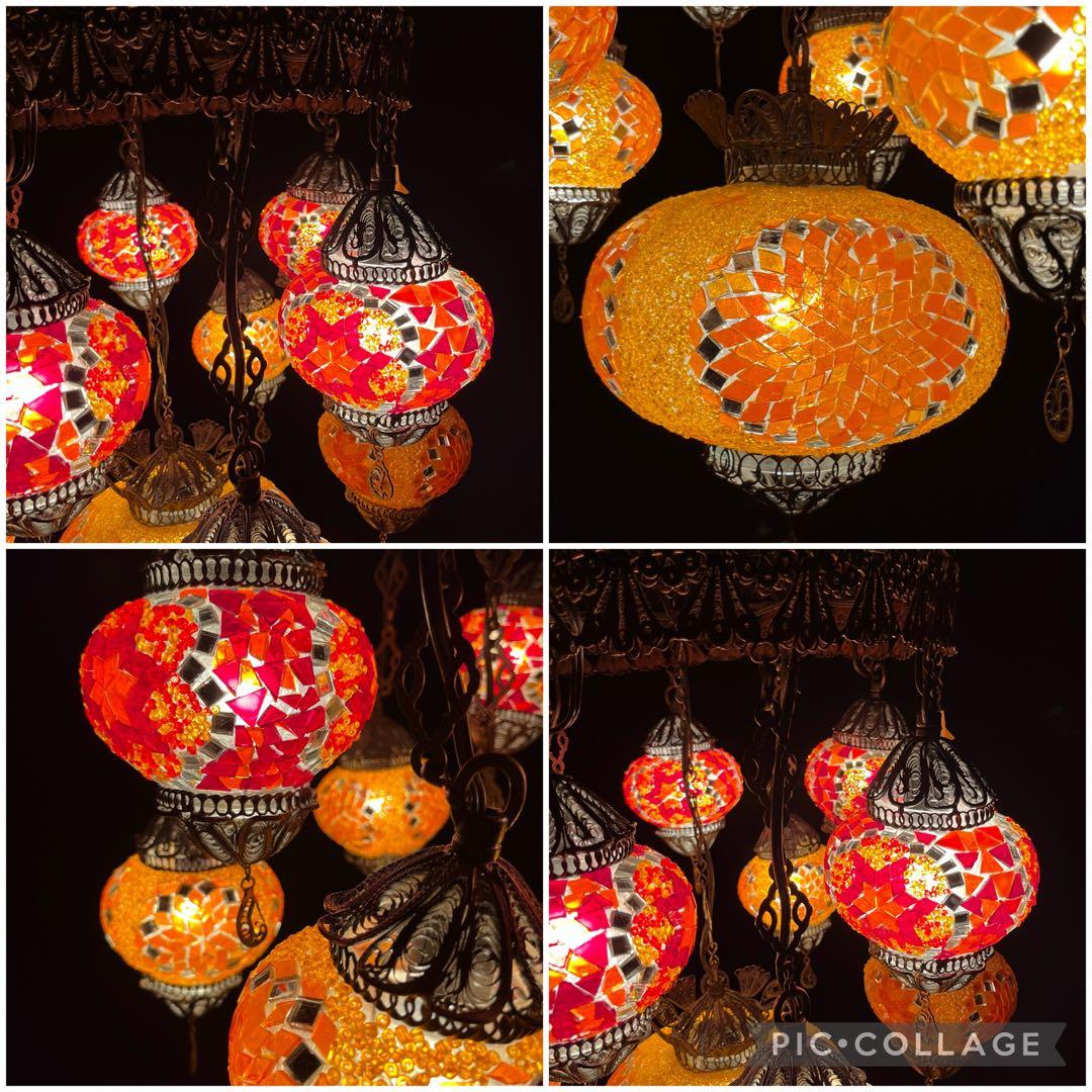 吊り下げ照明 シャンデリア ランプ ガラス アンティーク ランプ トルコランプ