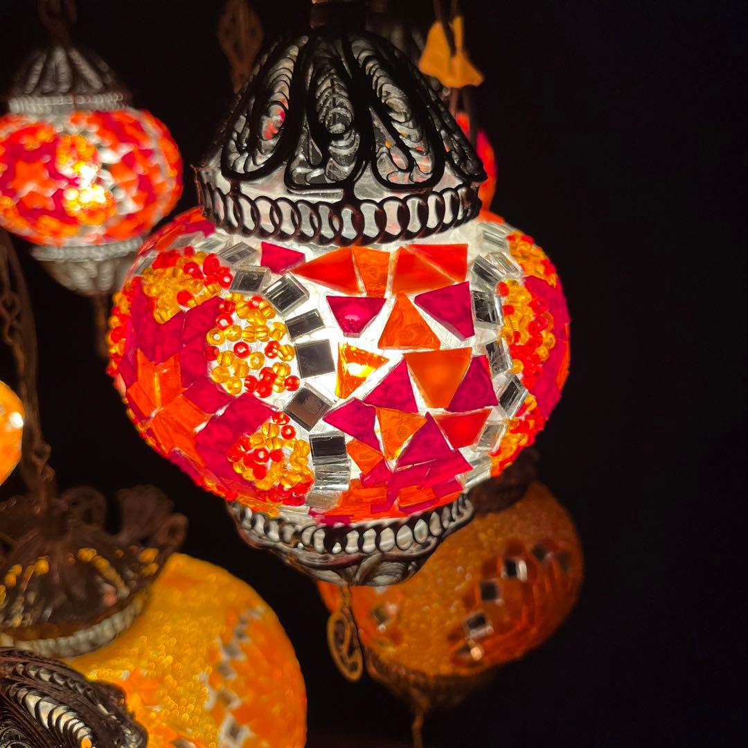 吊り下げ照明 シャンデリア ランプ ガラス アンティーク ランプ トルコランプ