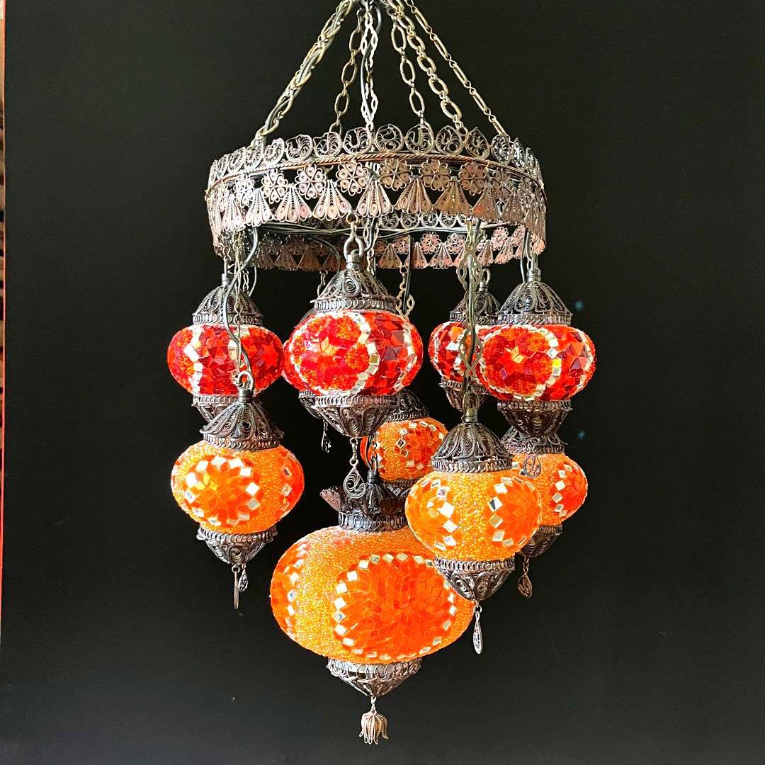 吊り下げ照明 シャンデリア ランプ ガラス アンティーク ランプ トルコランプ