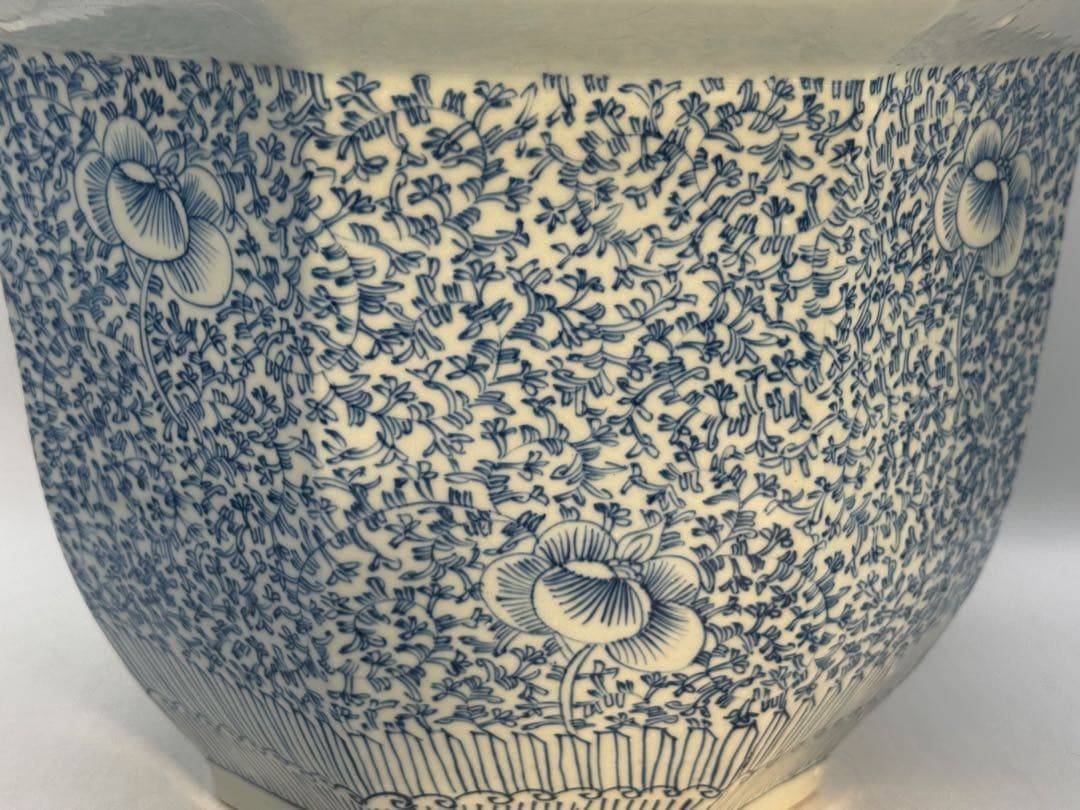 中国　清時代　染付花卉紋　八角鉢　アンティーク　送料込み260118