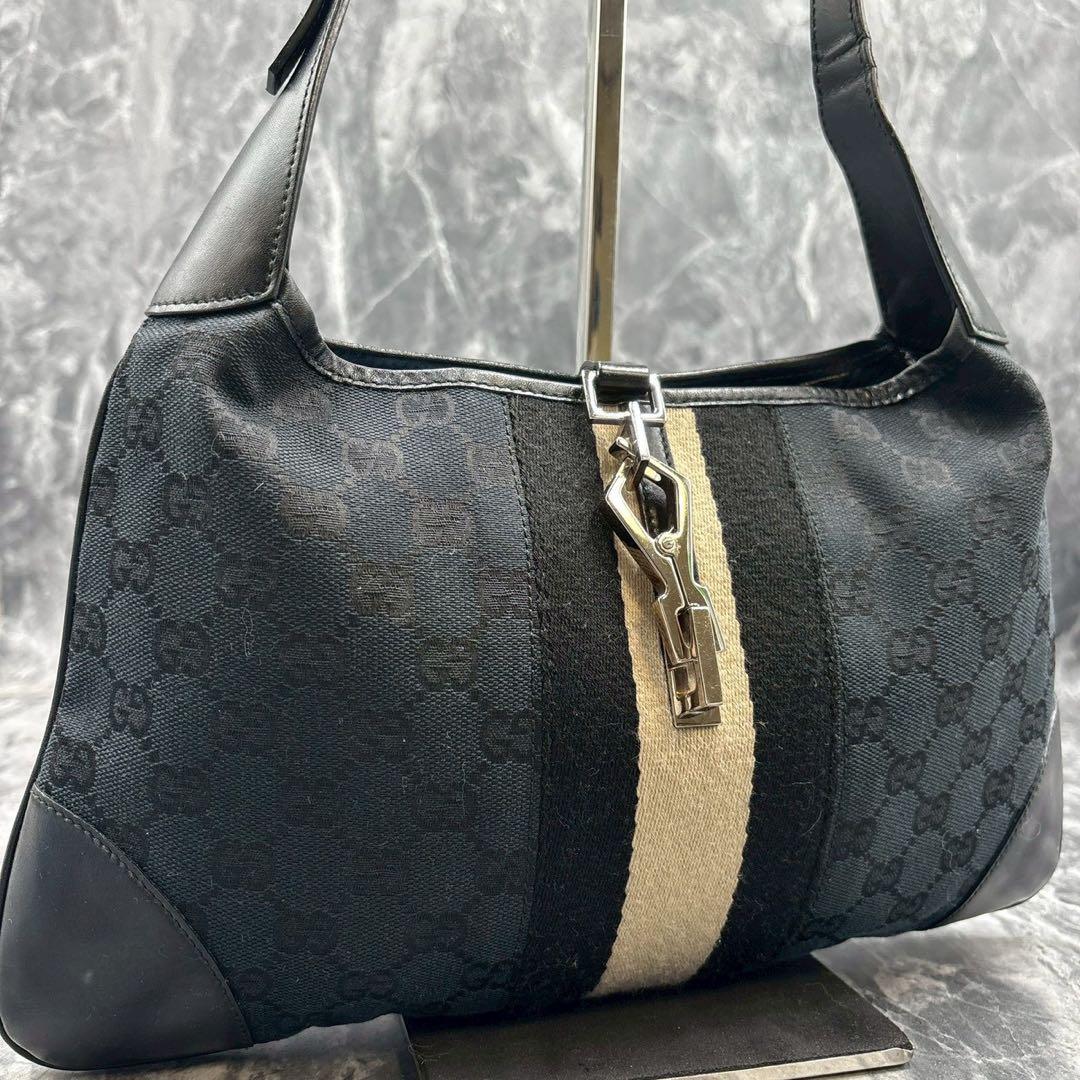 ✨美品✨GUCCI GG シェリーライン ショルダーバッグ ジャッキー黒 レザー