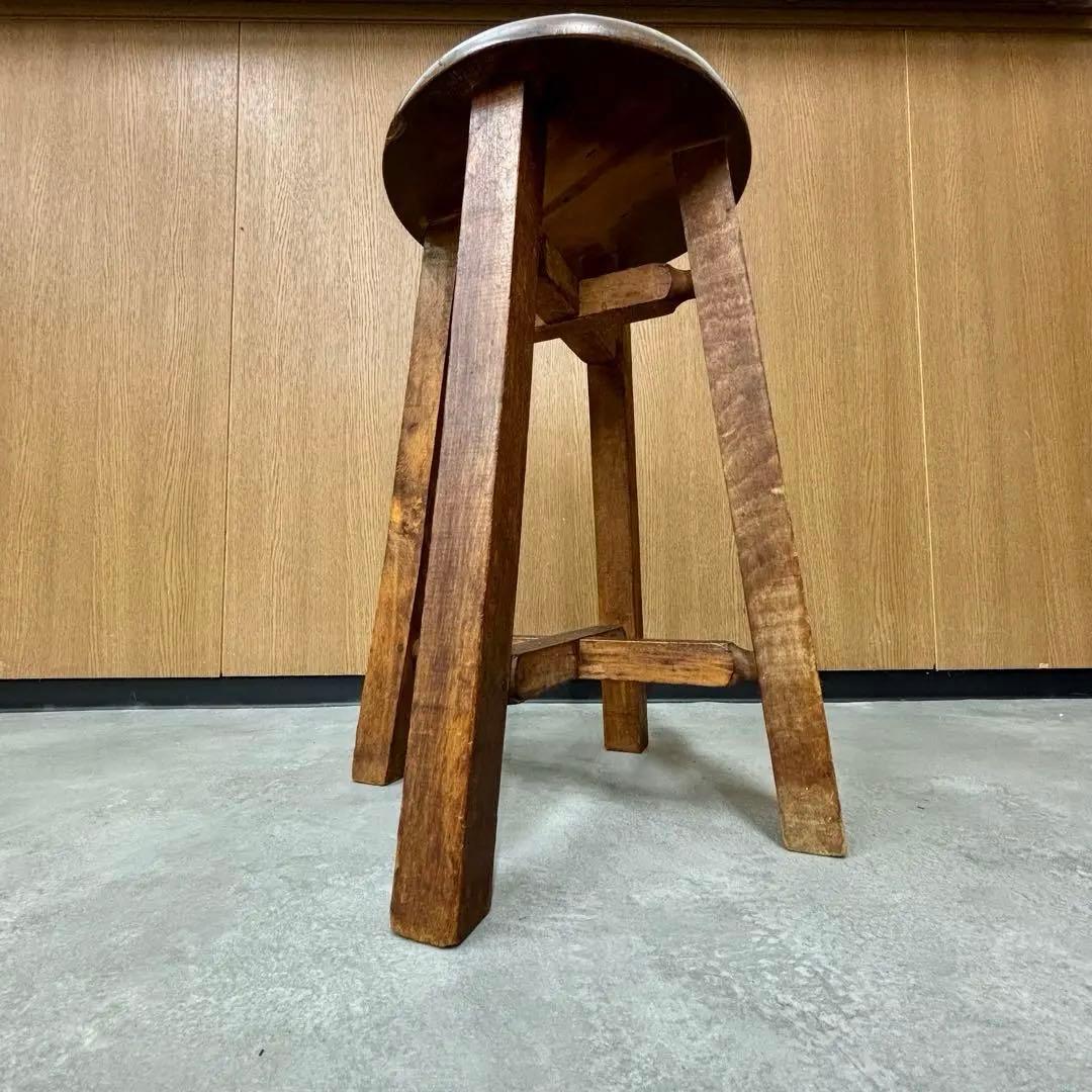 【アンティーク】丸スツール　スツール　イス　太足　4本足　丸椅子　昭和レトロ