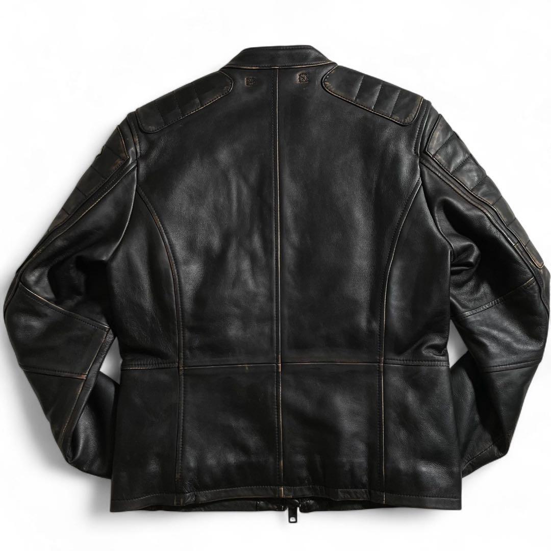 avirex レザージャケット ラムレザー エンボス パッチ ヴィンテージ加工