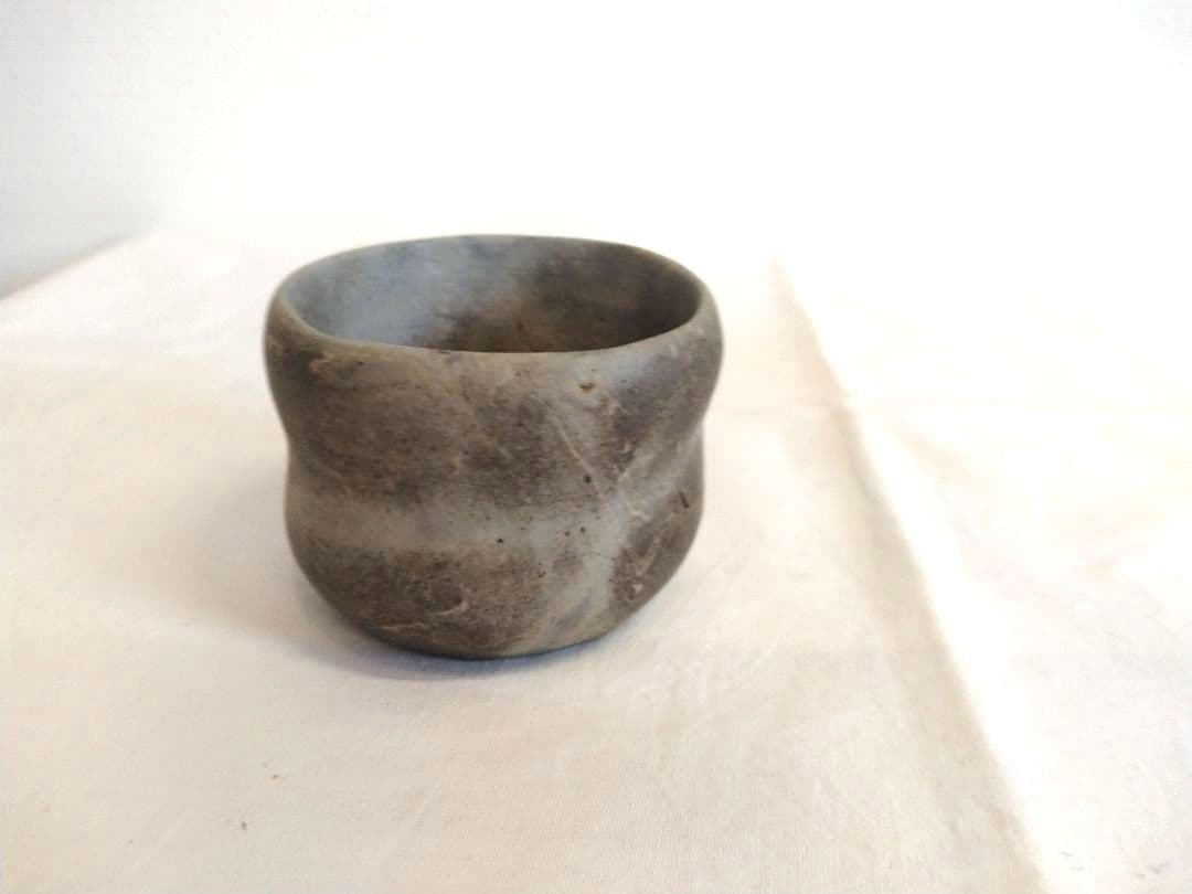 備前焼 若宮窯太田富夫（伝統工芸士）作 練り込み青備前陶 徳利とぐい呑み