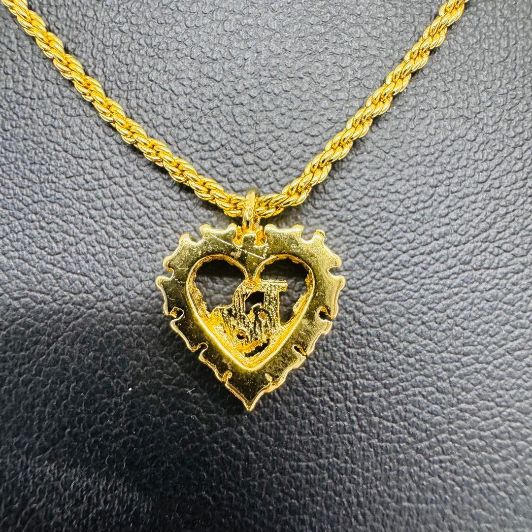 ✨Dior✨ディオール✨ラインストーン✨ハート型トップ✨ゴールド✨ネックレス✨