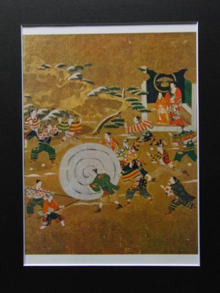 伝 土佐光吉、月次風俗図画帖、超希少・大判画集画、新品額装付