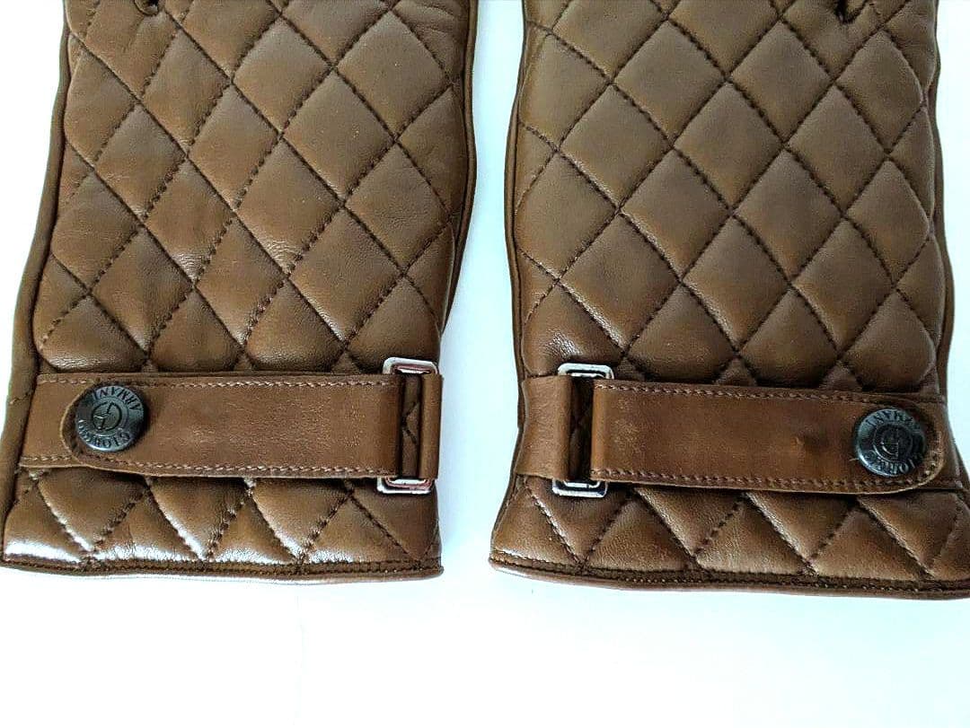 ⭐ゴン GIORGIO ARMANI キルティングデザイン手袋 ボタン付き