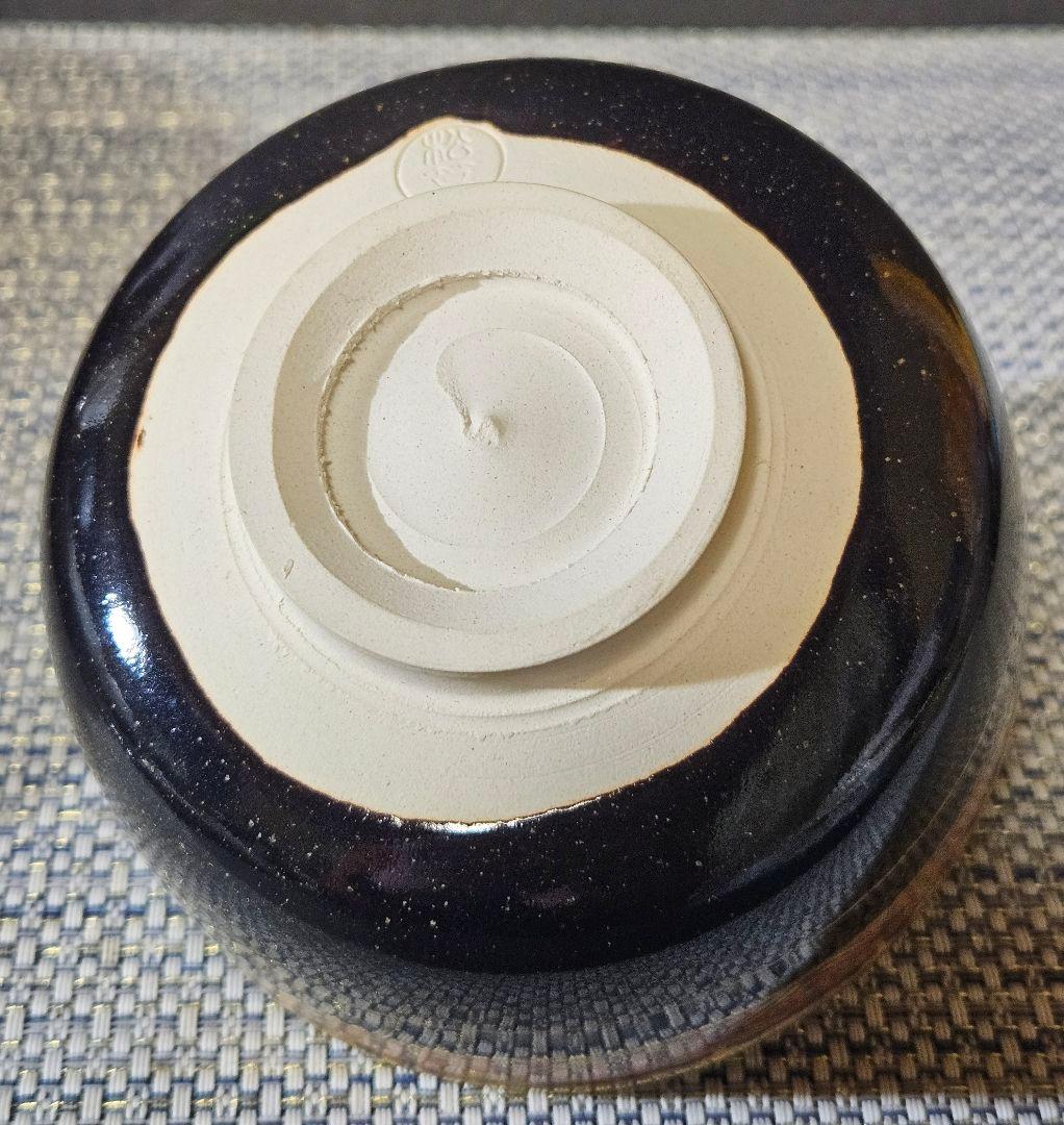 日展作家　三代 山澤松篁 造　京焼　清水焼　金彩色絵　着彩花菱帯文　茶碗　茶道具