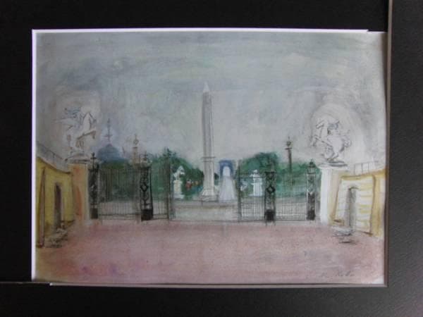 久保守、コンコルド広場、希少画集画、新品額装付、状態良好