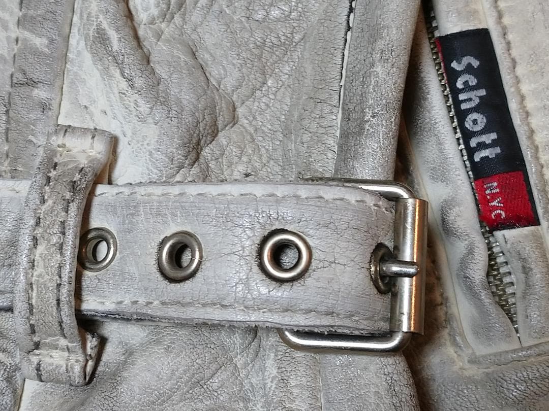 Schott★ショット★シングルライダース★レザー★ダメージ加工 ホワイト白