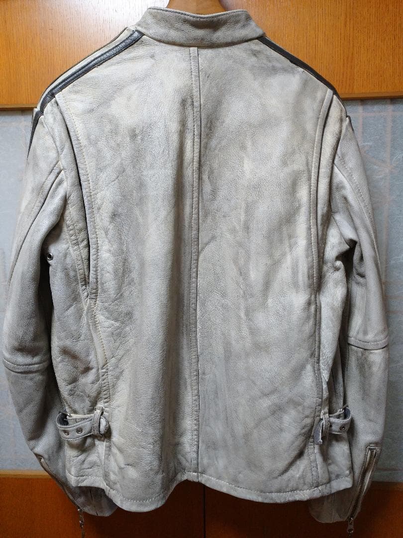 Schott★ショット★シングルライダース★レザー★ダメージ加工 ホワイト白