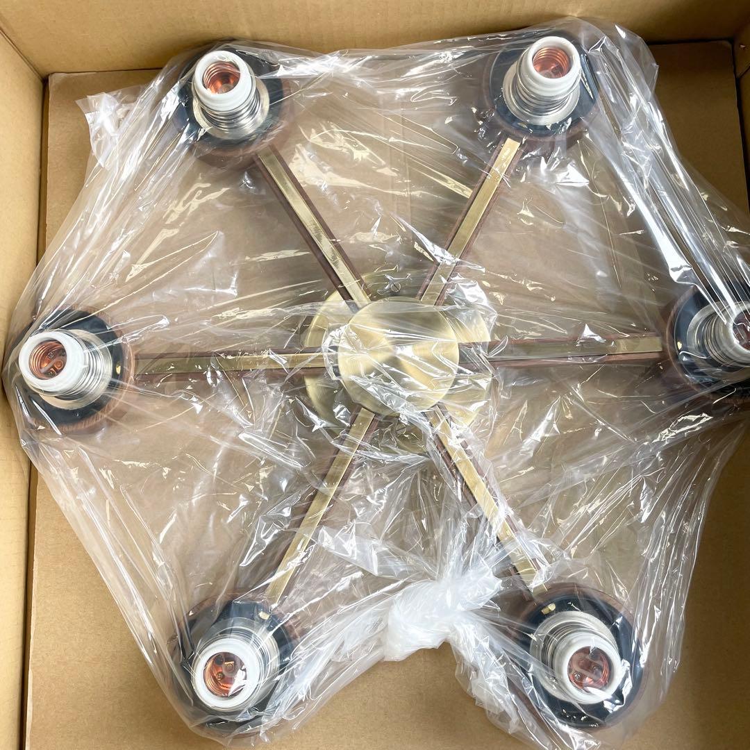 シャンデリア「ボスコ SZC002-6K WN」ウォールナット材 約8〜10畳