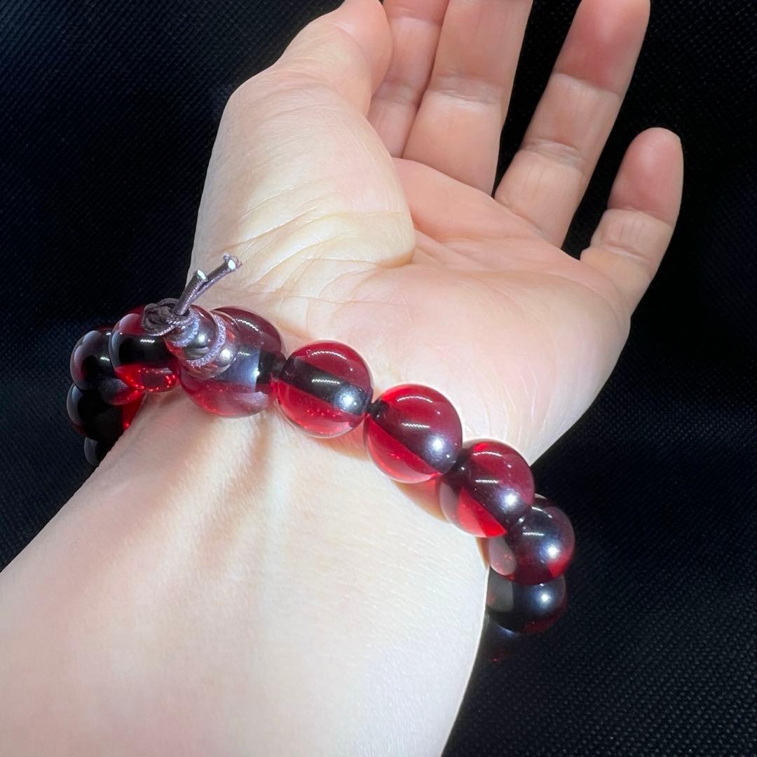 新品　天然レッドアンバー 赤琥珀10mmブレスレット鑑定書付きAB999