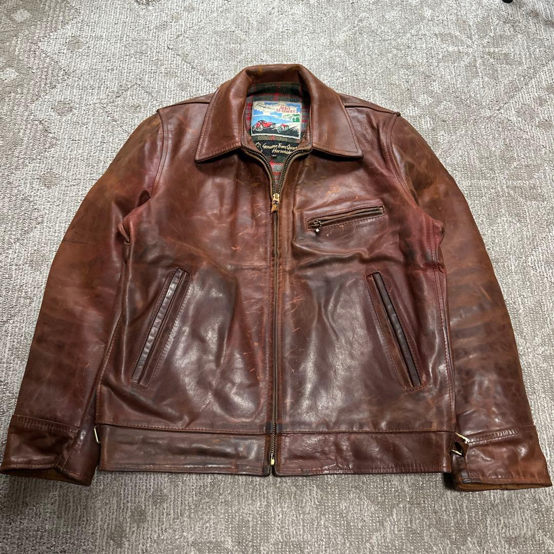 Aero Leather ハーフベルテッド シングルライダース レザージャケット