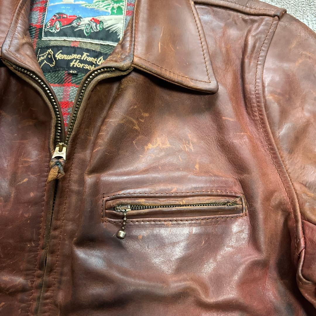 Aero Leather ハーフベルテッド シングルライダース レザージャケット