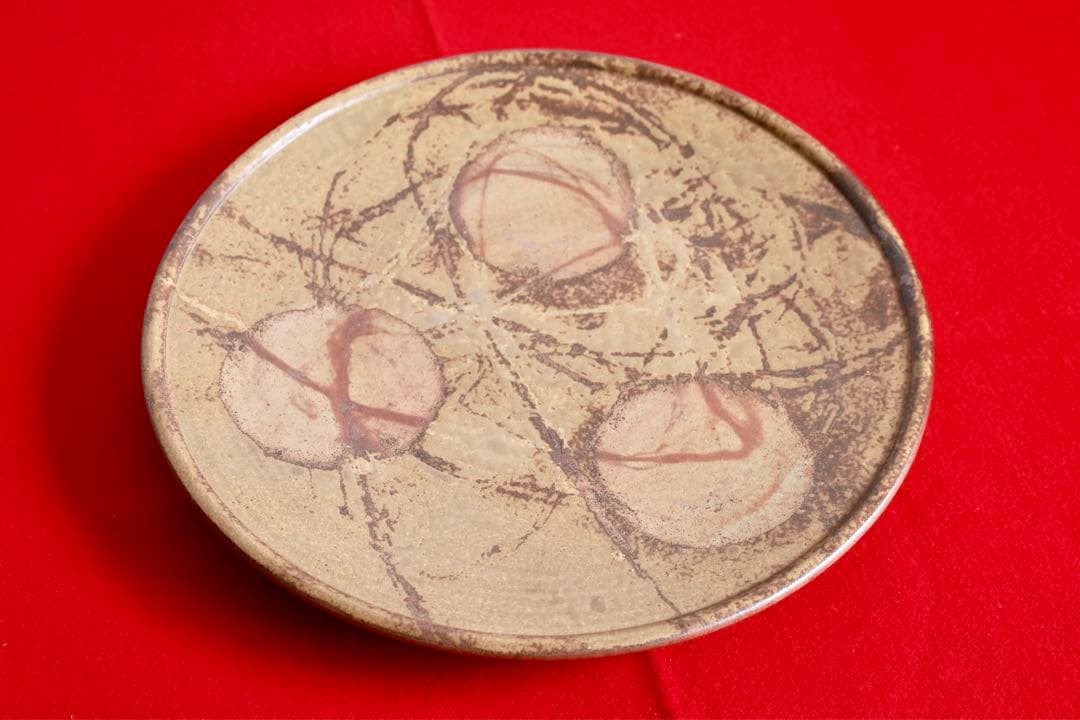 大皿・飾皿【備前焼　陶古窯　牡丹餅　木箱付き】
