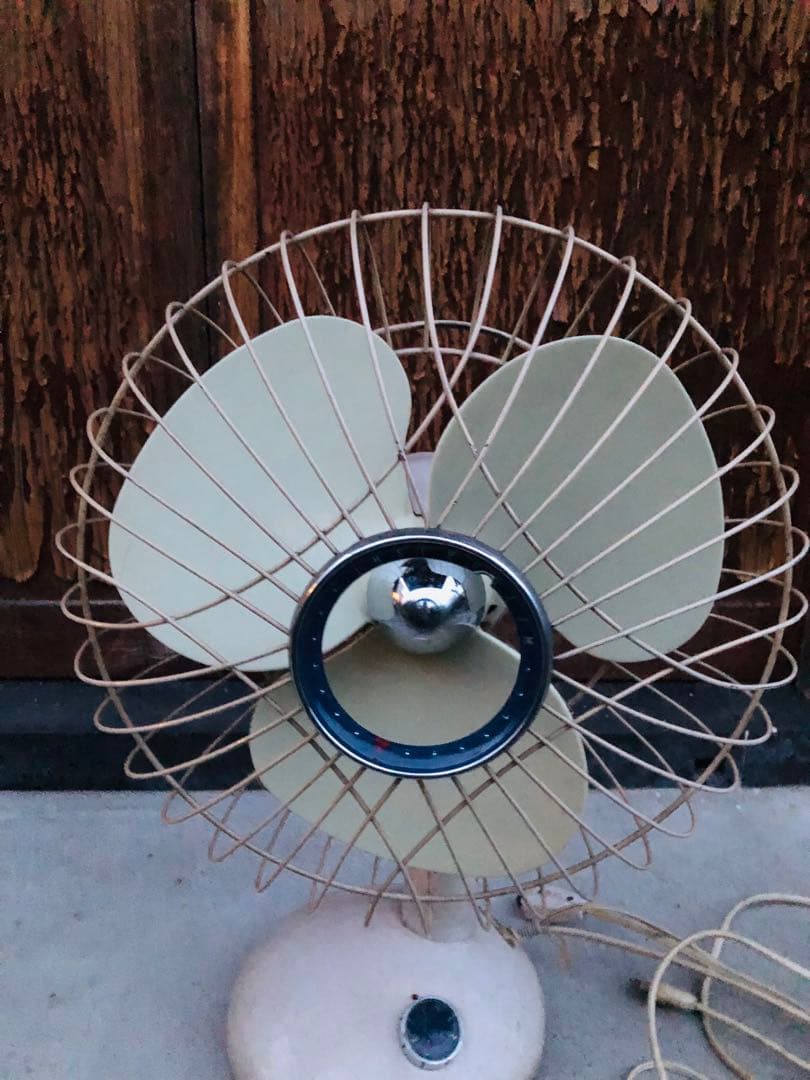 レトロ 扇風機 3枚羽 30cm扇 三菱 D-12M 藤 当時物