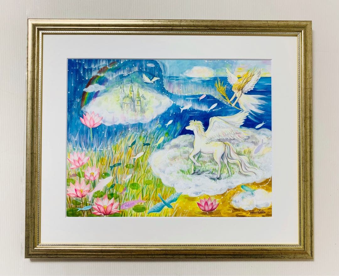 【想いのまま創る、喜びの導き】絵画 ,空,宇宙,ペガサス,天使,angel,精霊