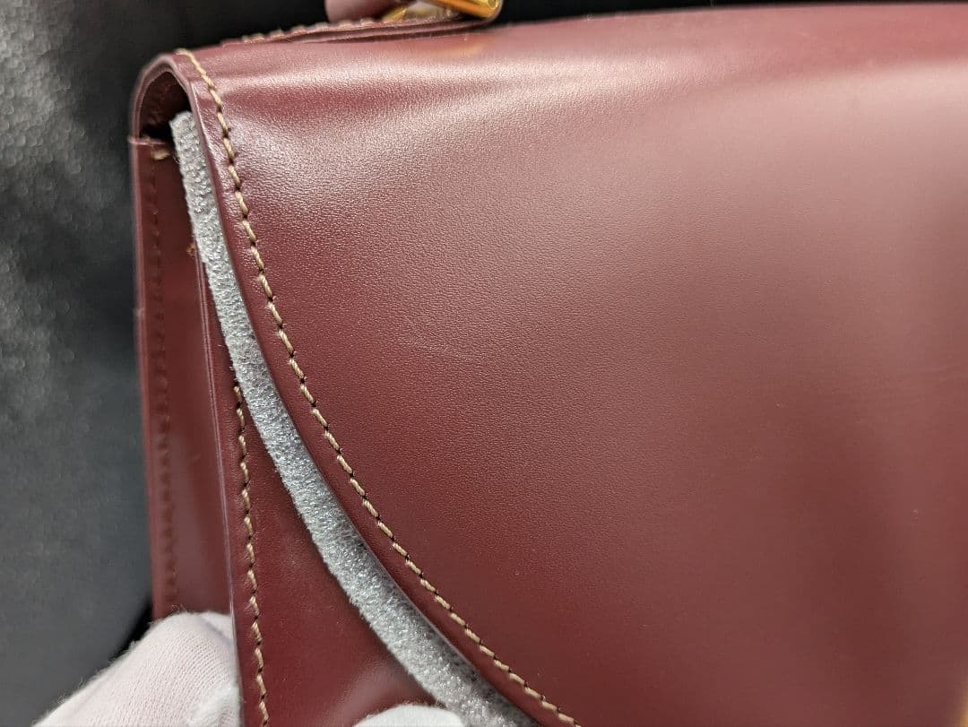 Cartier マストライン ハンドバッグ レザー ボルドー