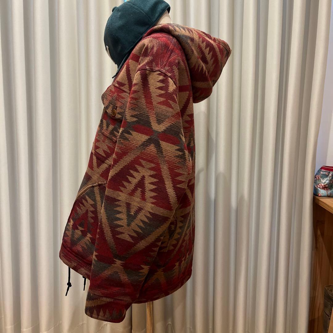 幾何学模様ウールジャケット フード付き