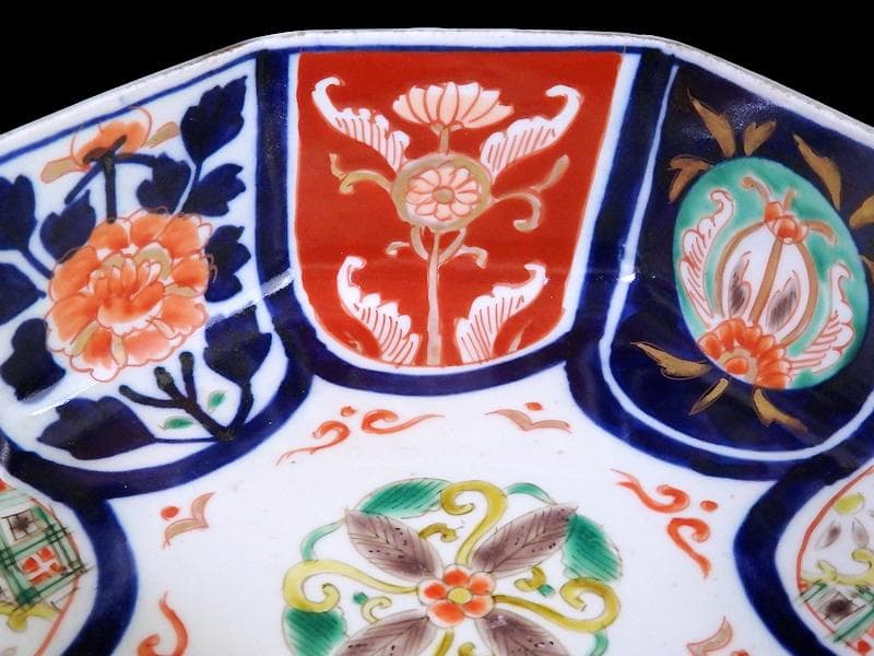古伊万里　色絵　花の図　八角鉢　大鉢　C018AS-CWy