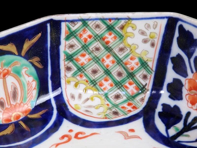 古伊万里　色絵　花の図　八角鉢　大鉢　C018AS-CWy