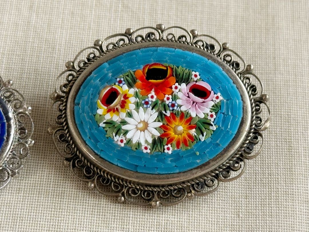 1950s〜 イタリア製 マイクロモザイク ブローチ 3点セット