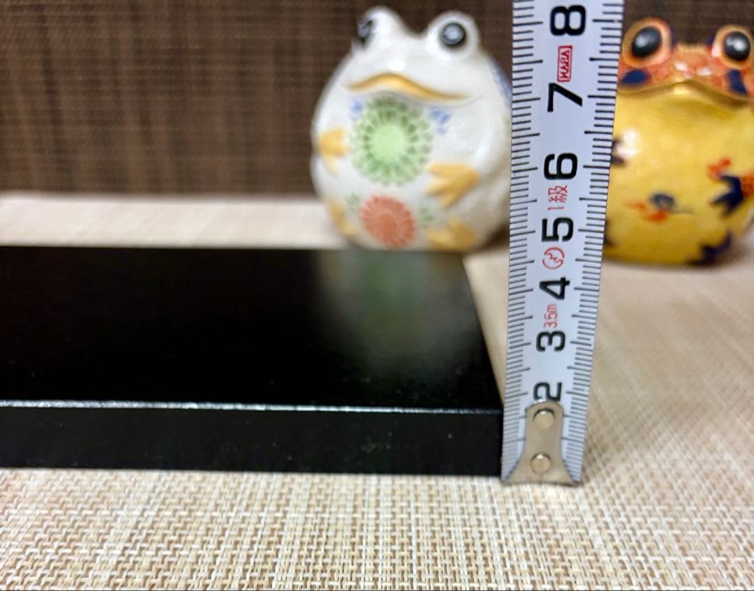 九谷焼 福かえる 赤盛 白盛 台付き 木札付き