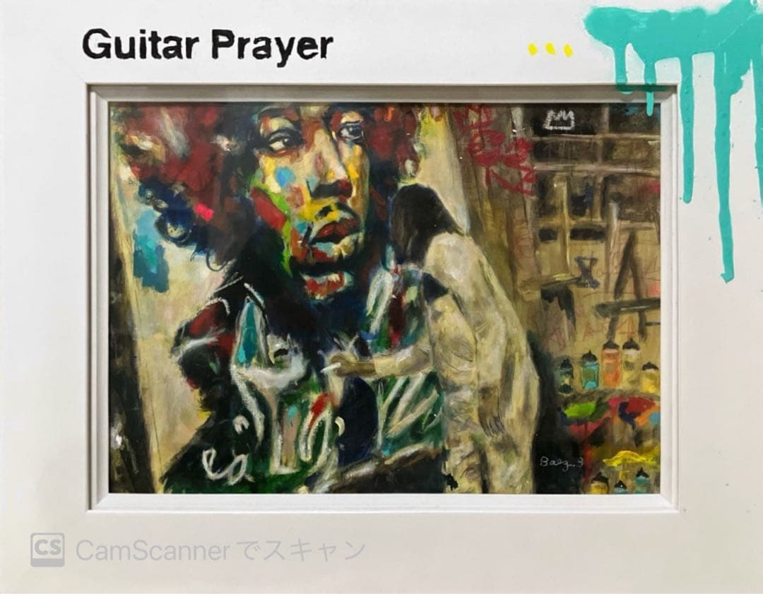 ジミーヘンドリックス アクリル画　キャンバスF6号額付き　　BAEZ3